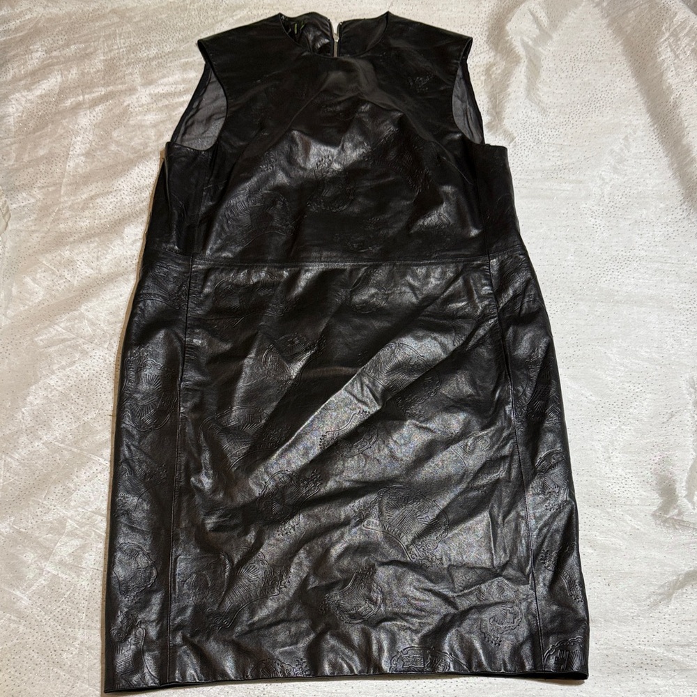 Shanghai Tang Black Sleeveless Leather Dress for women size 4